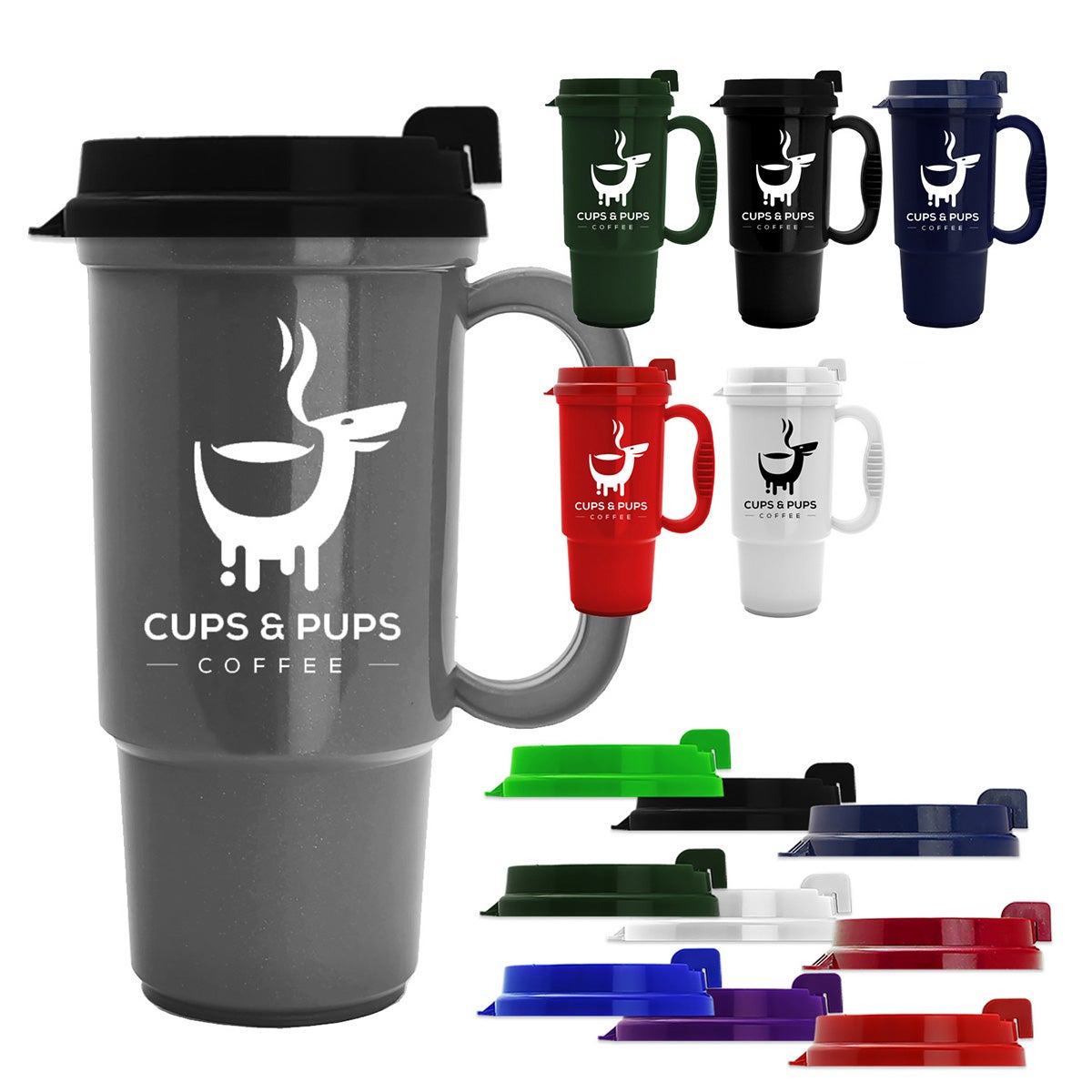 Travel Mug with Handle Recycled USA Made 16 oz Eco Promotional